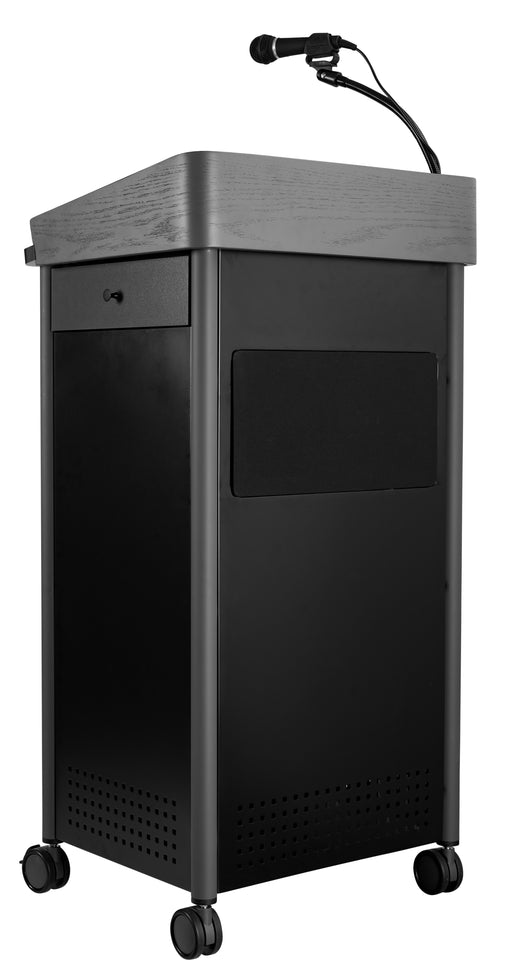 National Public Seating GSL-S Floor Lectern W/ (3) Shelves - 23 1/2" X 19 1/4" X 45 1/2", Steel, Charcoal-cityfoodequipment.com