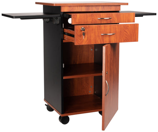 National Public Seating MMC 38" 5 Level Multimedia Workstation W/ Locking Drawer - Laminate, Black/cherry-cityfoodequipment.com