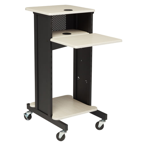 National Public Seating PRC200 40 1/2" 4 Level Presentation Station - Steel/Laminate, Black/Ivory-cityfoodequipment.com