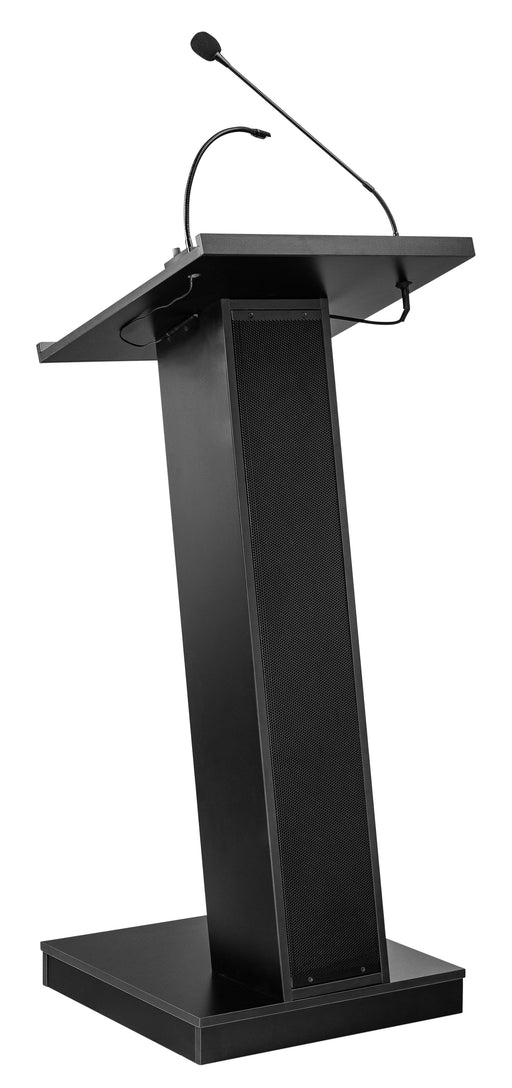 National Public Seating ZED Floor Lectern - 19 1/2" X 19 1/2" X 46 1/2", Laminate, Black-cityfoodequipment.com