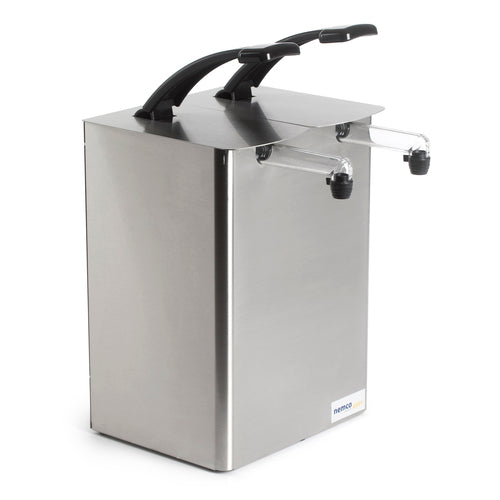 Nemco 10964 Countertop Condiment Dispenser w/ (4) Pumps - For 1 1/2 gal (6 qt) Pouches, Stainless Steel-cityfoodequipment.com