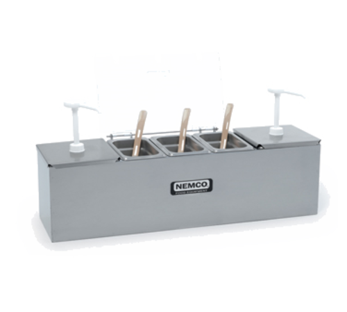 Nemco 88100-CB-2 Pump & Dipper Style Condiment Dispenser w/ Pumps & Pans, (5) Compartments, Stainless-cityfoodequipment.com