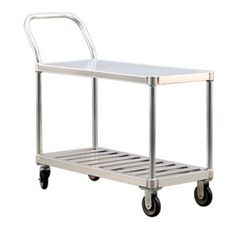 New Age 2 Level Aluminum Utility Cart w/ 800 lb Capacity, Flat Ledges (1416)-cityfoodequipment.com