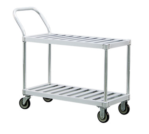 New Age 2 Level Aluminum Utility Cart w/ 1000 lb Capacity, Flat Ledges (1420)-cityfoodequipment.com