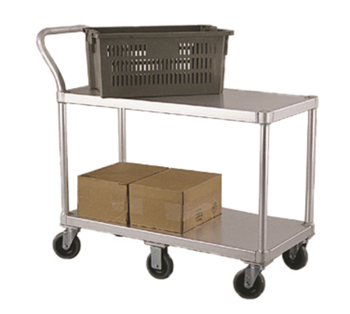 New Age 2 Level Aluminum Utility Cart w/ 800 lb Capacity, Flat Ledges (1490)-cityfoodequipment.com