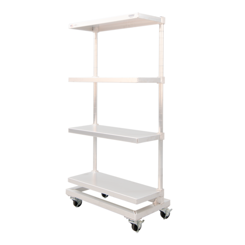New Age Mobile To Go Shelving Unit - 30"W x 16"D x 60"H, Aluminum (53315)-cityfoodequipment.com