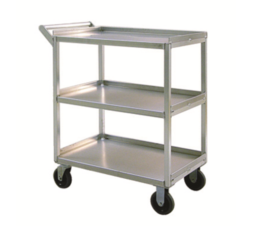 New Age 3 Level Aluminum Utility Cart w/ 550 lb Capacity, Raised Ledges (97769)-cityfoodequipment.com