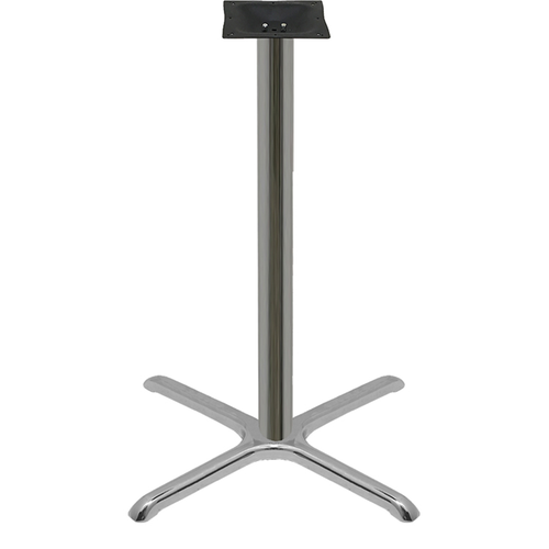Oak Street Bar Height Table Base w/ 30 x 30" Base Spread, Chrome (B30CHR-BAR)-cityfoodequipment.com