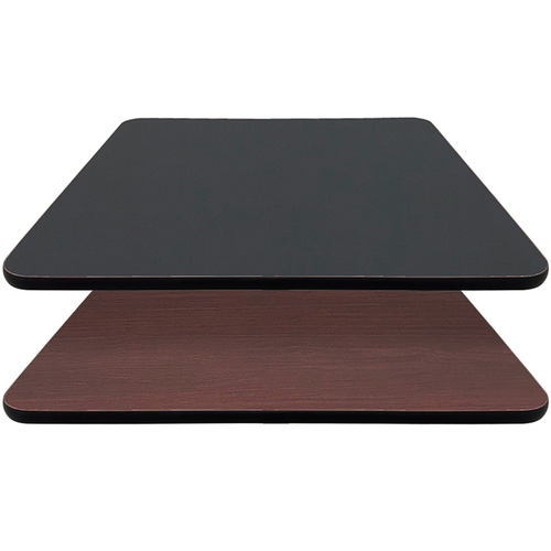 Oak Street 24" Square Reversible Melamine Table Top, Mahogany/black (MB2424)-cityfoodequipment.com