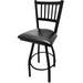 Oak Street Swivel Bar Stool W/ Metal Vertical Back & Black Vinyl Seat, Black (SL2090-S)-cityfoodequipment.com
