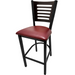 Oak Street Bar Stool W/ 5 Line Wood Back & Wood Seat, Black Metal (SL2150-1-5)-cityfoodequipment.com