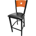 Oak Street Bar Stool W/ Bullseye Wood Back & Black Vinyl Seat, Black Metal (SL2150-1-B)-cityfoodequipment.com