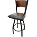 Oak Street Swivel Bar Stool W/ Solid Wood Back & Wood Seat, Black Metal (SL2150-1S-P)-cityfoodequipment.com