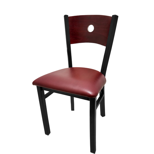 Oak Street Dining Chair W/ Bullseye Back & Black Vinyl Seat - Steel Frame, Black (SL2150-B)-cityfoodequipment.com