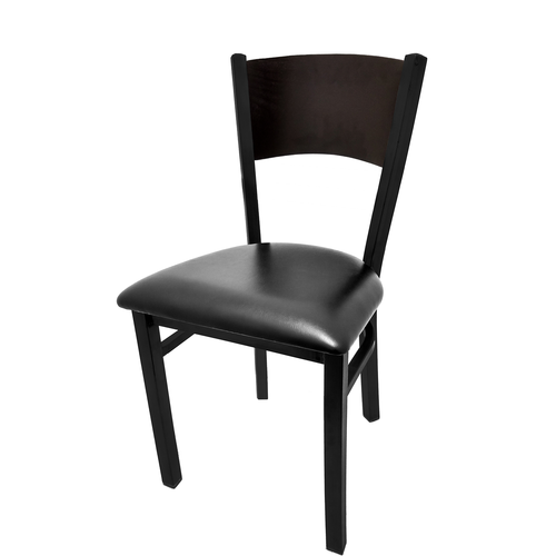 Oak Street Dining Chair W/ Solid Back & Black Vinyl Seat - Steel Frame, Black (SL2150-P)-cityfoodequipment.com