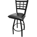 Oak Street Swivel Bar Stool W/ Metal Window Pane Back & Black Vinyl Seat, Black (SL2163-S)-cityfoodequipment.com