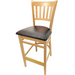 Oak Street Bar Stool W/ Vertical Back & Black Vinyl Seat, Wood Frame, Natural (WB102NT)-cityfoodequipment.com