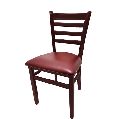 Oak Street Dining Chair w/ Ladder Back & Black Vinyl Seat - Beechwood Frame, Mahogany Finish (WC101MH)-cityfoodequipment.com