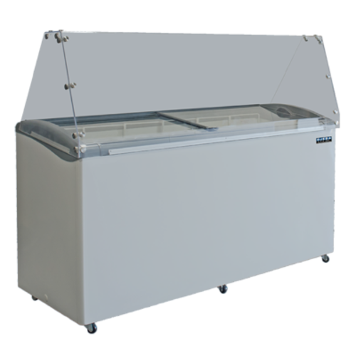 Ojeda 68 1/5" Mobile Ice Cream Dipping Cabinet w/ 20 Tub Capacity - White, 120v (12FLAVORDIP)-cityfoodequipment.com