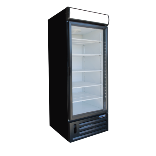 Ojeda 30 1/5" RMH Series One Section Glass Door Merchandiser - (1) Right Hinge Door, Black, 120v (RMH 27)-cityfoodequipment.com