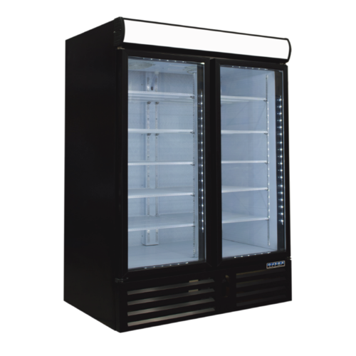 Ojeda 47 2/5" RMH Series Two Section Glass Door Merchandiser - (2) Left/Right Hinge Doors, Black, 120v (RMH 40)-cityfoodequipment.com