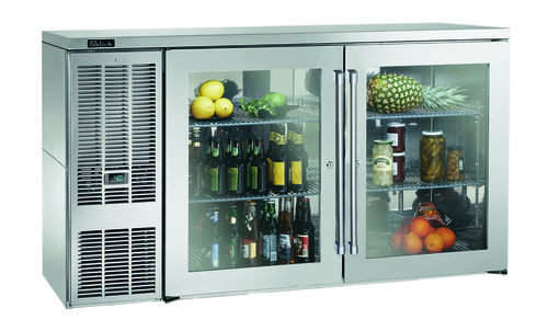 Perlick BBS60-SG-L-STK 60" Bar Refrigerator - 2 Swinging Glass Doors, Stainless, 120v-cityfoodequipment.com