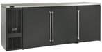 Perlick BBS84-BS-L-STK 84" Bar Refrigerator - 3 Swinging Solid Doors, Black, 120v-cityfoodequipment.com