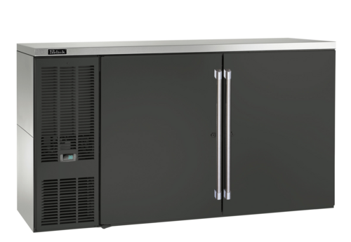Perlick BBS60-BS-L-STK 60" Bar Refrigerator - 2 Swinging Solid Doors, Black, 120v-cityfoodequipment.com