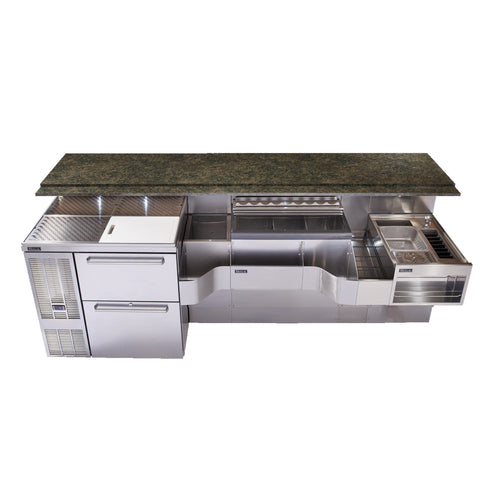 Perlick PTE68-B-WF 68" Tobin Ellis Cocktail Station W/ 64 Lb Ice Bin, Stainless Steel-cityfoodequipment.com