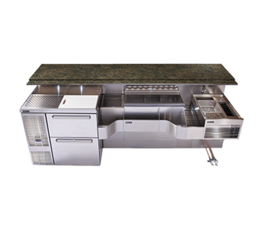 Perlick PTE68-A 68" Tobin Ellis Cocktail Station W/ 64 Lb Ice Bin, Stainless Steel-cityfoodequipment.com