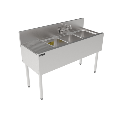 Perlick TS48M3-DBR 48" 3 Compartment Sink W/ 14"L X 10"W Bowl, 9 1/4" Deep-cityfoodequipment.com