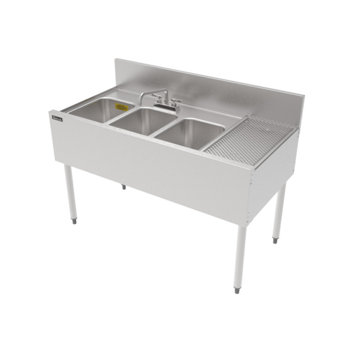Perlick TSF48M3-DBR 72" 3 Compartment Sink w/ 14"L x 10"W Bowl, 9 1/4" Deep-cityfoodequipment.com