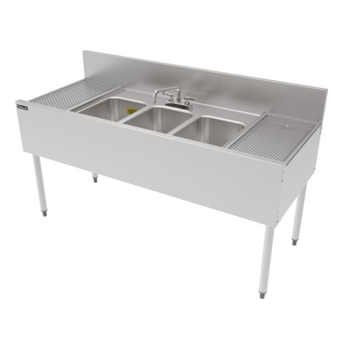 Perlick TSF60M3-DB 60" 3 Compartment Sink W/ 14"L X 10"W Bowl, 9 1/4" Deep-cityfoodequipment.com