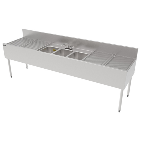 Perlick TSF96M3-DB 96" 3 Compartment Sink W/ 14"L X 10"W Bowl, 9 1/4" Deep-cityfoodequipment.com