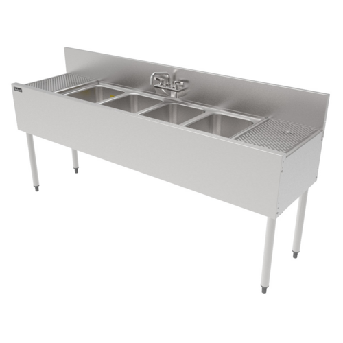 Perlick TS72M4-DB-STK 72" 3 Compartment Sink W/ 10"L X 14"W Bowl, 9 1/4" Deep-cityfoodequipment.com