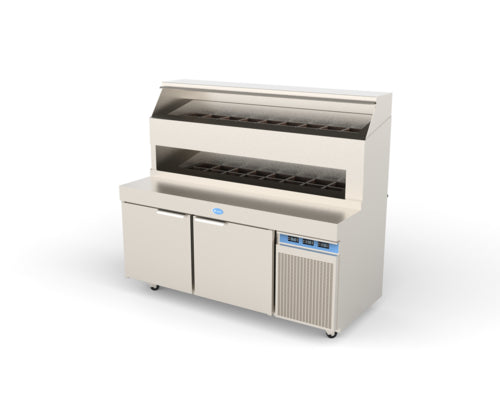 Randell 8272D-290 72" Dual Sided Pizza Prep Table w/ Refrigerated Base, 115v-cityfoodequipment.com