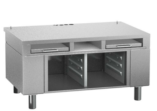 Rational 60.31.326 Stationary Equipment Stand for 2-XS, Open Cabinet Base & Pull Out Shelves-cityfoodequipment.com