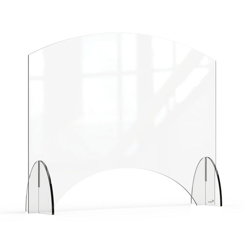 Rosseto Freestanding Safety Shield w/ Pass Thru Window - 36"L x 28"H, Acrylic, Clear (AG010)-cityfoodequipment.com