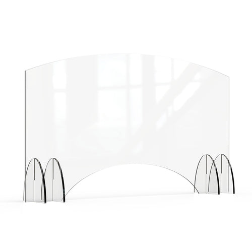 Rosseto Freestanding Safety Shield w/ Pass Thru Window - 48"L x 28"H, Acrylic, Clear (AG012)-cityfoodequipment.com