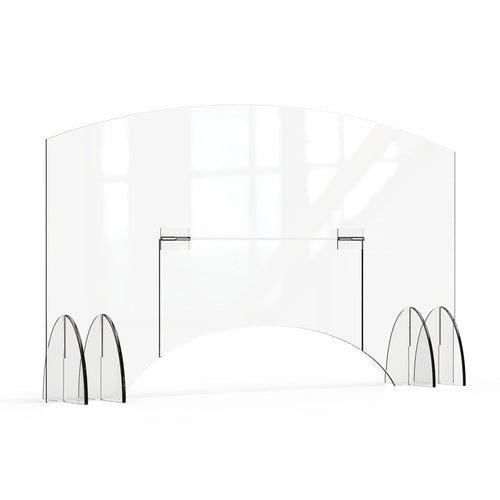 Rosseto Freestanding Safety Shield w/ Pass Thru Door - 48"L x 28"H, Acrylic, Clear (AG013)-cityfoodequipment.com