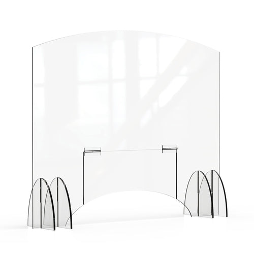 Rosseto Freestanding Safety Shield w/ Pass Thru Door - 48"L x 40"H, Acrylic, Clear (AG020)-cityfoodequipment.com