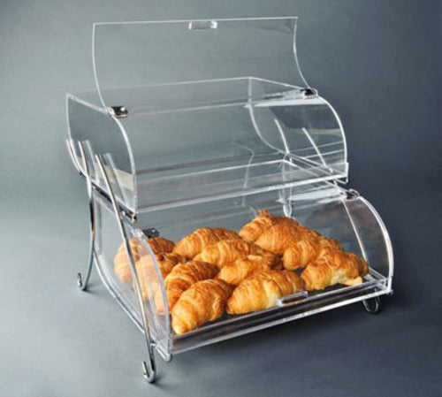Rosseto 2 Tier Countertop Bakery Display Case - Wire Stand, 13 1/2x16x18" Acrylic, Clear (BAK2937)-cityfoodequipment.com