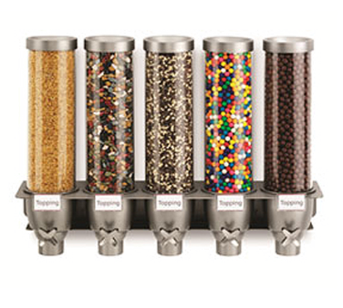 Rosseto Wall-Mount Dry Food Dispenser, (5) 1 3/10 gal Hoppers (EZ527)-cityfoodequipment.com