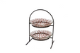 Rosseto 2 Level Display Stand w/ (2) Round Glass Bowls, Radici Cognac (GST08CFP)-cityfoodequipment.com