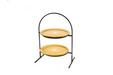 Rosseto 2 Level Display Stand W/ (2) Round Glass Bowls, Spiro Gold (GST08GFP)-cityfoodequipment.com