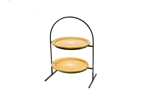 Rosseto 2 Level Display Stand W/ (2) Round Glass Bowls, Spiro Gold (GST08GFP)-cityfoodequipment.com