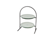 Rosseto 2 Level Display Stand W/ (2) Round Glass Bowls, Spiro White (GST08WFP)-cityfoodequipment.com