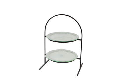 Rosseto 2 Level Display Stand W/ (2) Round Glass Bowls, Spiro White (GST08WFP)-cityfoodequipment.com
