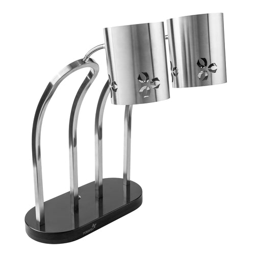 Rosseto 2 Bulb Heat Lamp W/ Flexible Arm - Stainless Steel/black Marble, 110-250v/1ph (HL003)-cityfoodequipment.com