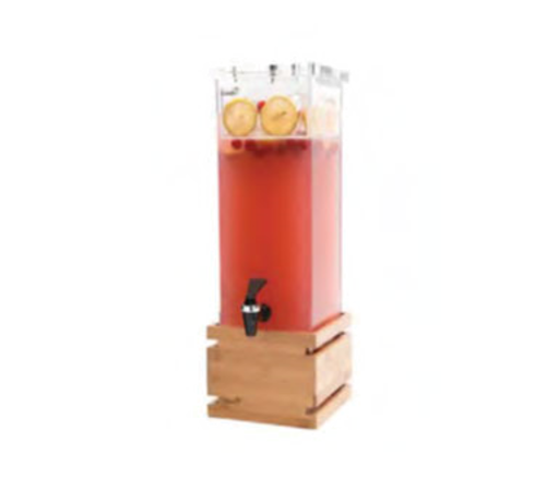 Rosseto 2 Gal Beverage Dispenser W/ Ice Basket - Plastic Container, Bamboo Base (LD112)-cityfoodequipment.com